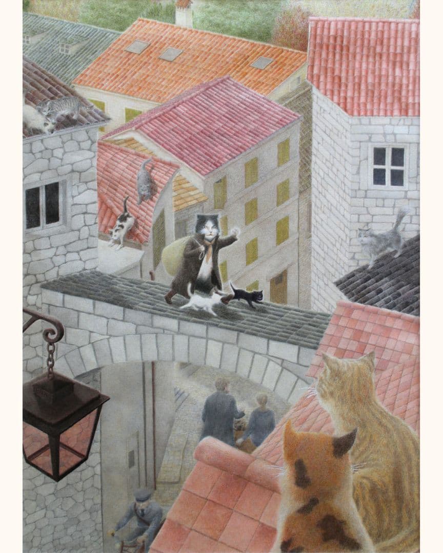 色鉛筆画「CAT WALK」レプリカ