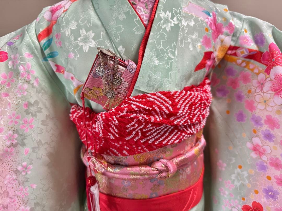 7歳七五三　セット　グリーン系着物