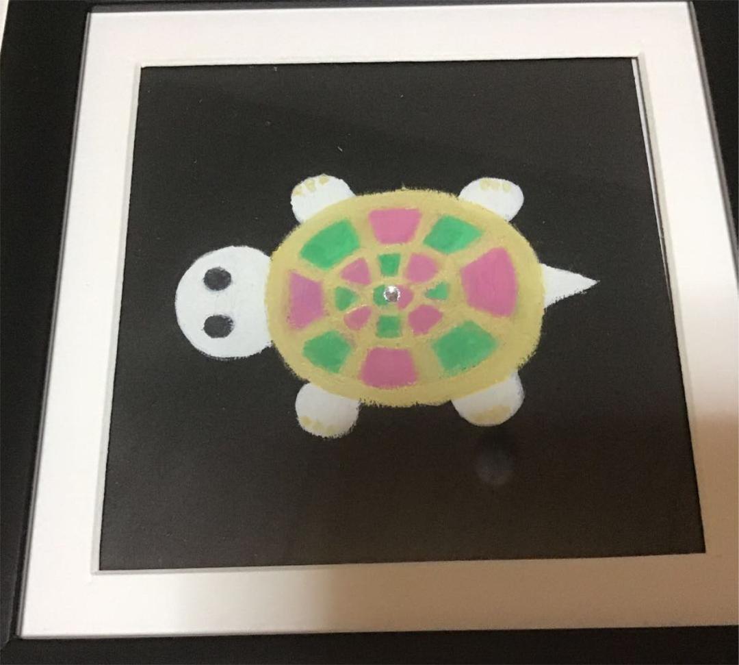 オリジナルハンドメイド 絵 かわいい甲羅のかめさん
