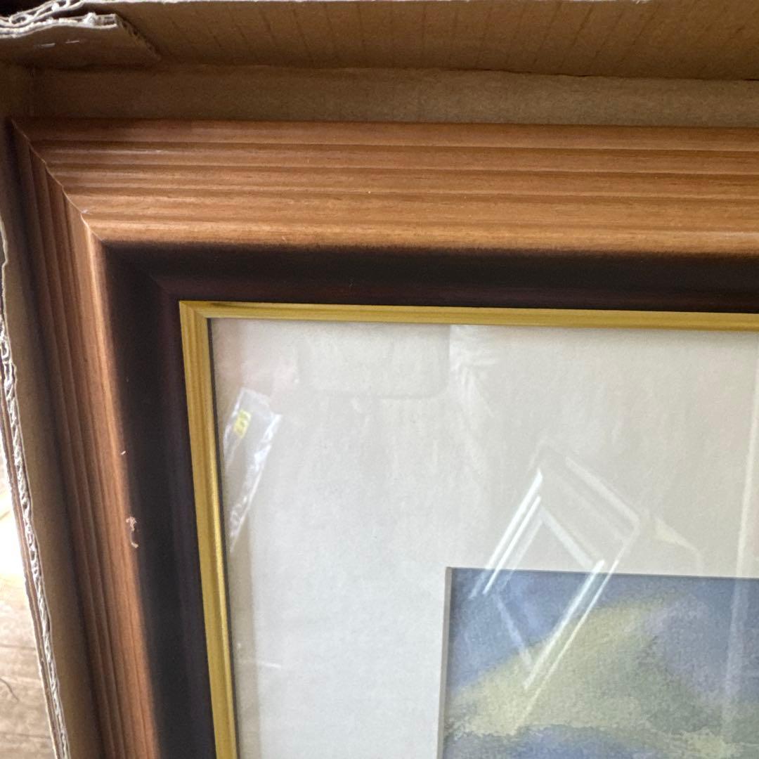 水彩画　全紙版　曇り空の横浜　白マット　アクリル入り