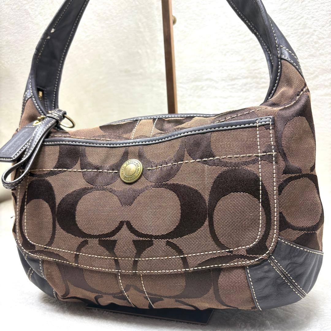 COACH コーチ ワンショルダー バッグ ブラウン シグネチャー 11290
