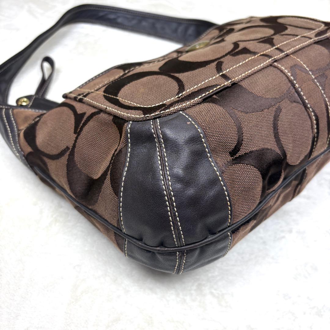 COACH コーチ ワンショルダー バッグ ブラウン シグネチャー 11290