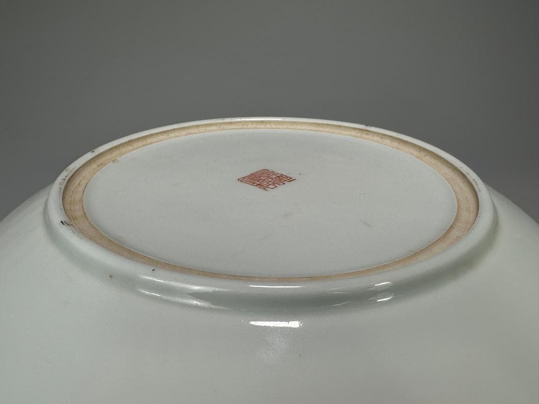 中国美術　景徳鎮製　粉彩百花不落地大盤　粉彩皿　時代　唐物