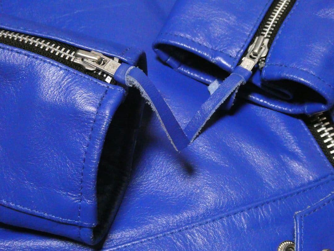 ヴィンテージ！レアカラーロイヤルブルー！襟付きシングルライダースドミネーター