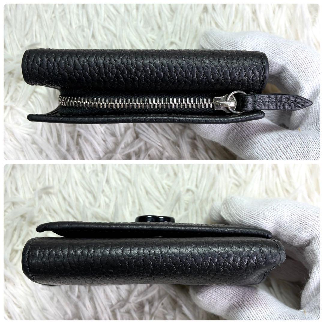 【極美品✨】GUCCI GGマーモント コンパクトウォレット 三つ折り財布 黒