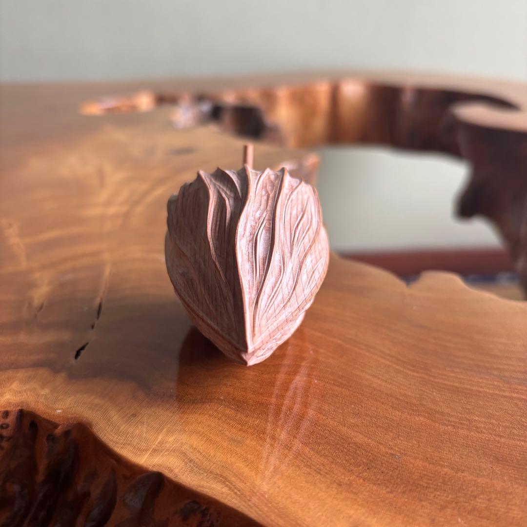 一位一刀彫 小坂礼之 ほおずき 香合 木製 茶道具 共箱 飛騨高山 細密彫