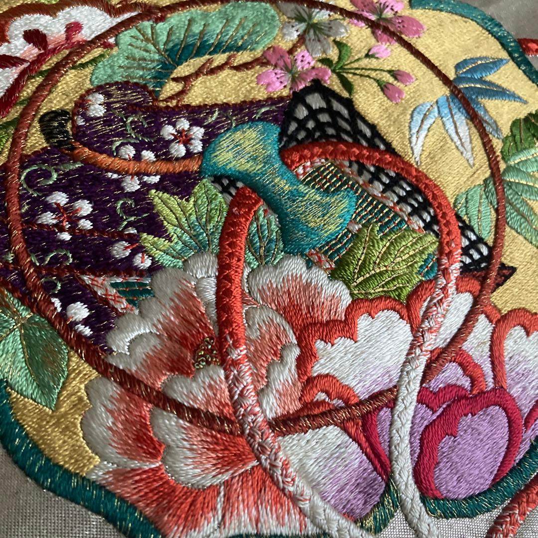 アンティーク名古屋帯　大正ロマン　上質な刺繍　と金駒刺繍　正絹　N8-25