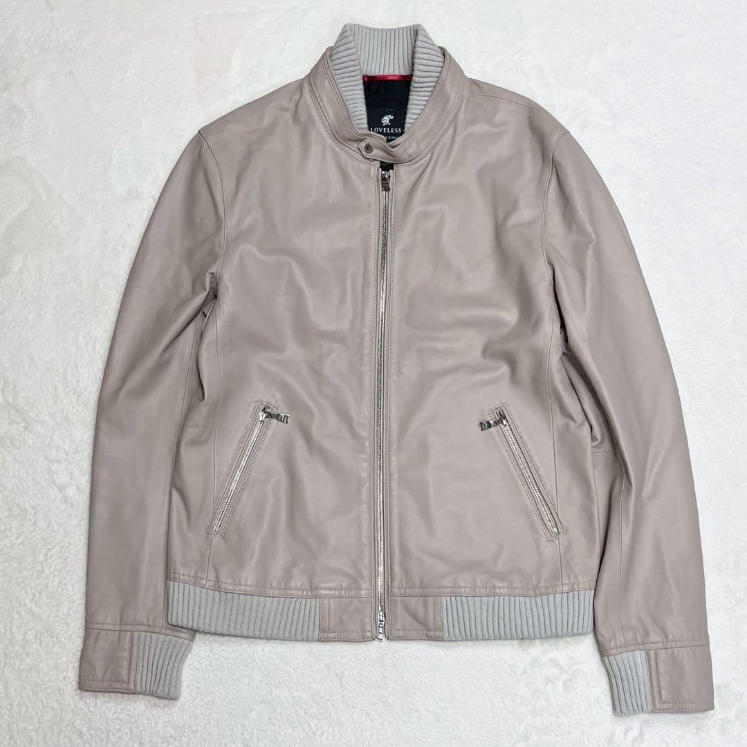 美品 XLサイズ LOVELESS ライダースジャケット ラムレザー 裏地柄