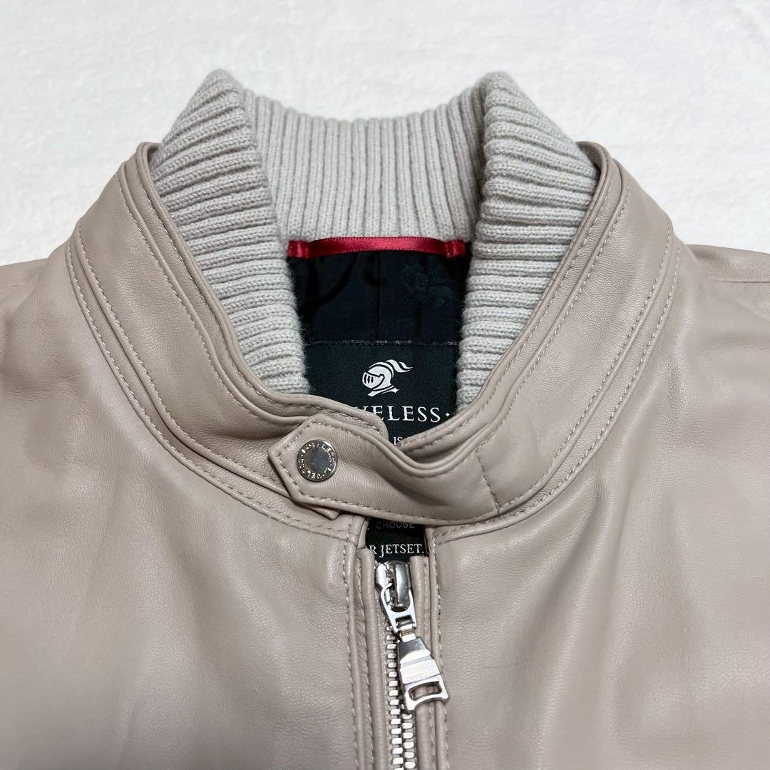 美品 XLサイズ LOVELESS ライダースジャケット ラムレザー 裏地柄