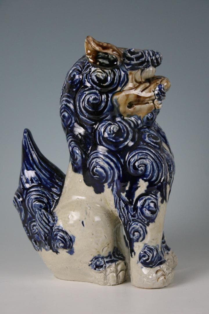 金城敏徳 作　呉須立シーサー（特大）1対