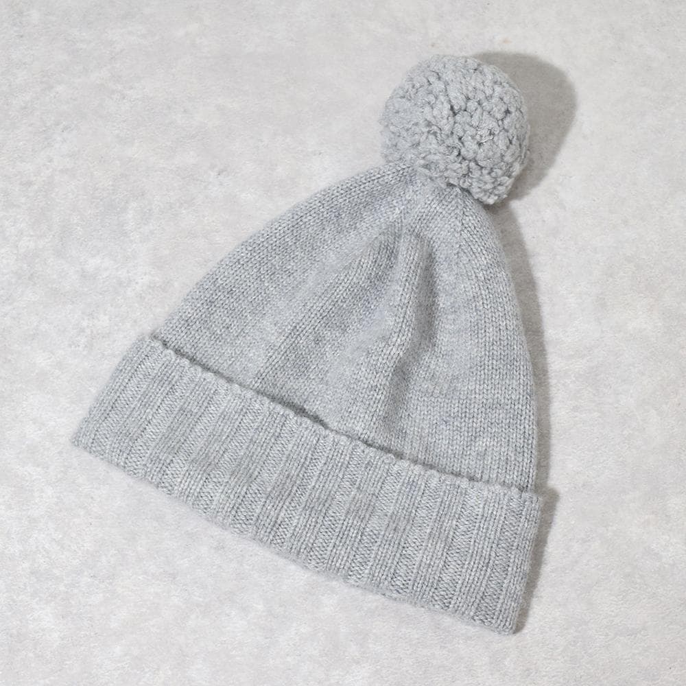 英国製 Johnstons of Elgin カシミヤ ニット帽 ボンボン付き