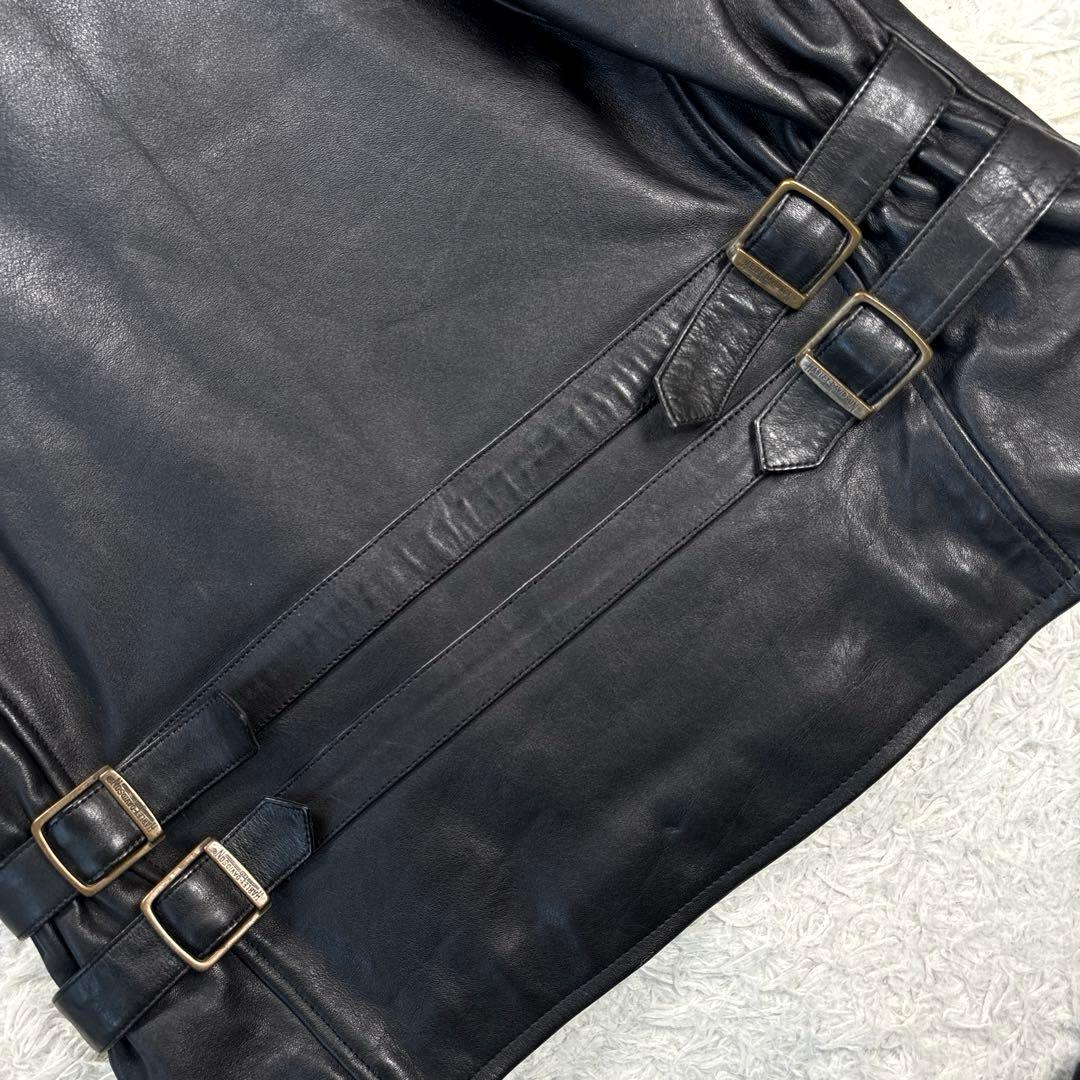 ハーレーダビットソン　レザージャケット　シングル　ライダース　ワッペン　刺繍　黒