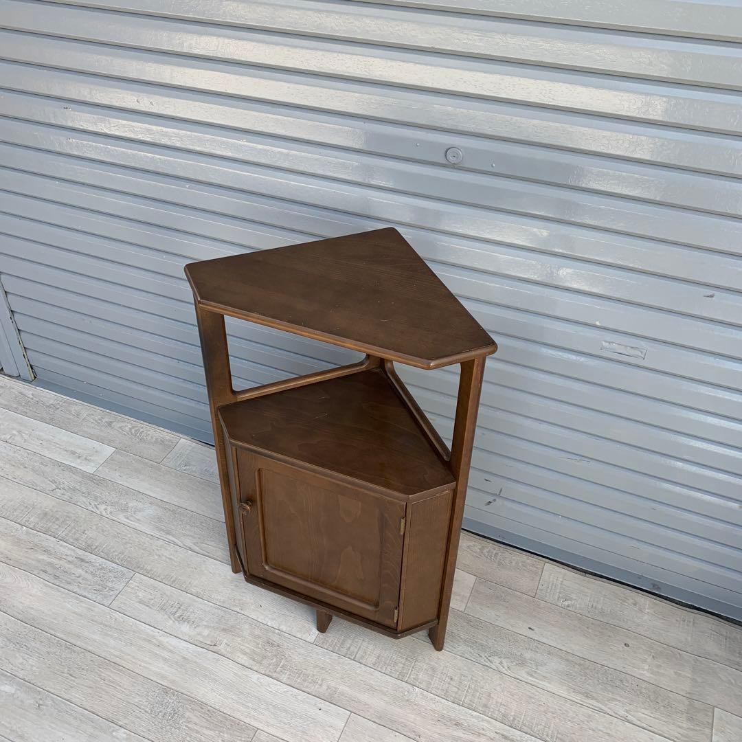 Karimoku カリモク コーナー 花台 電話台 サイドテーブル 三角 収納