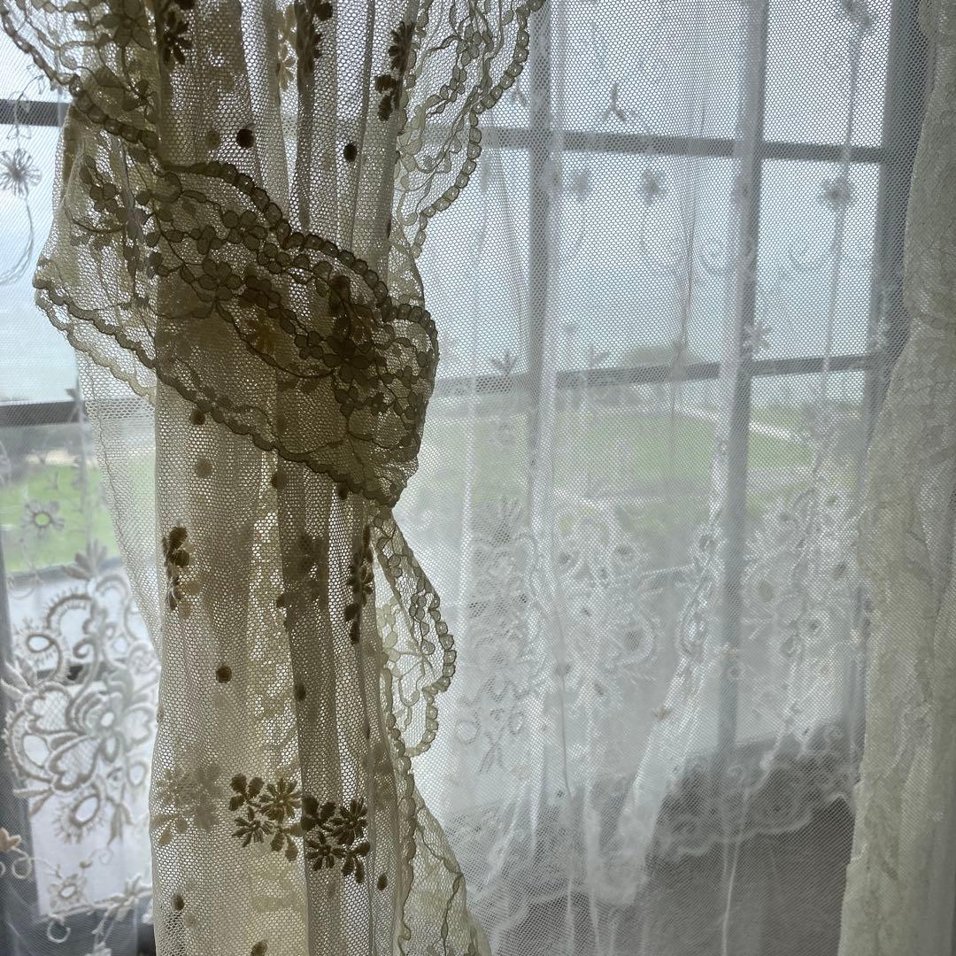 さえら風 雰囲気良い素敵な 2Way レースカーテン　のれん風
