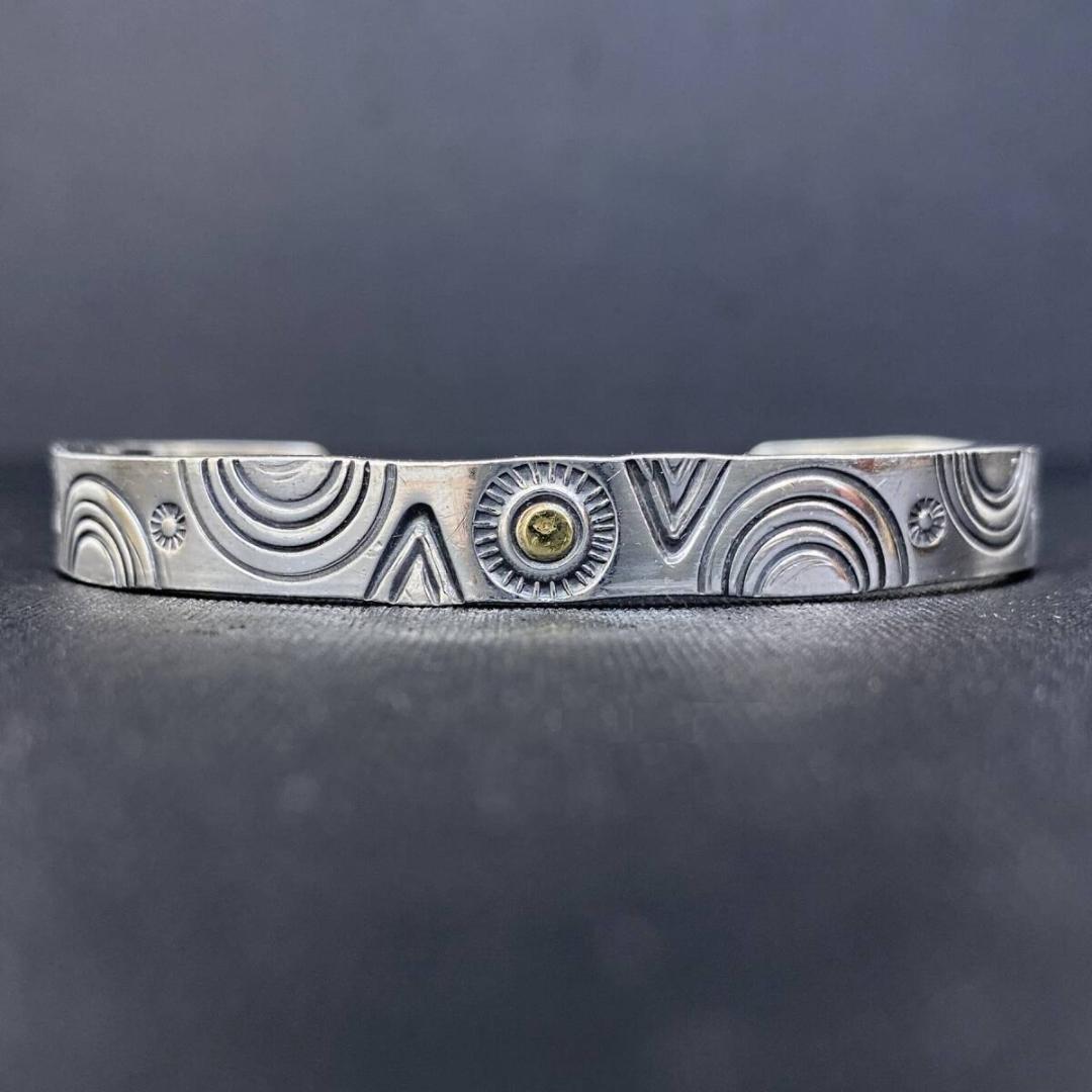 一点物 あるじゃん K18 太陽 シルバー925 スタンプワーク バングル