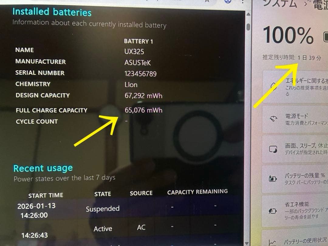 asus ux325E OLED液晶Core i7/16GB B.TとSSD新品
