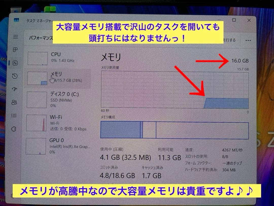 asus ux325E OLED液晶Core i7/16GB B.TとSSD新品