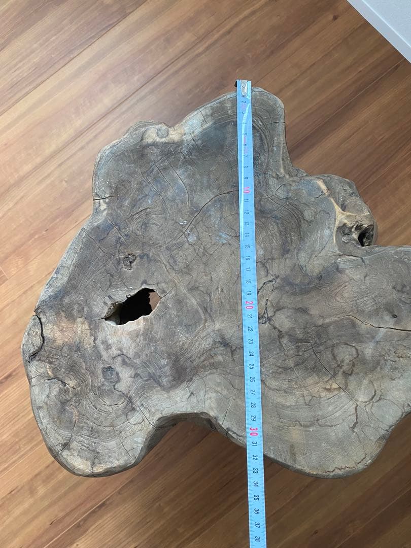 チーク無垢材　天然木　ウッドスツール　職人さん手作り　オルネドフォイユ