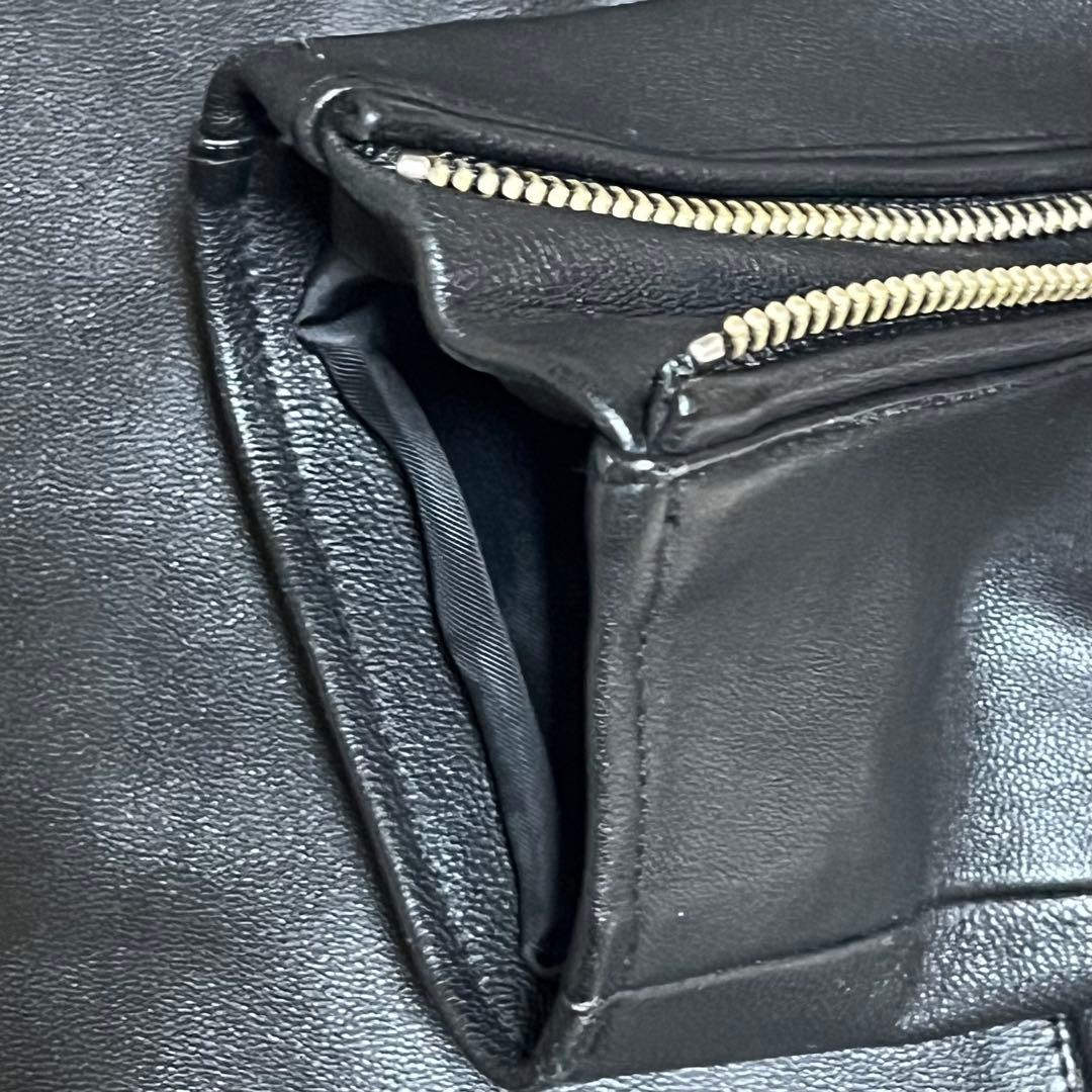 【美品】レザージャケット シングルライダース ノーカラー 3 STUDIOUS
