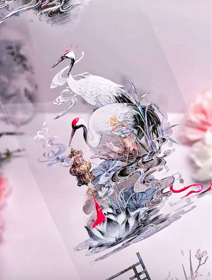 【8899】海外　2.46/4.92/巻　貝殻光マスキングテープ　動物系　鶴古風