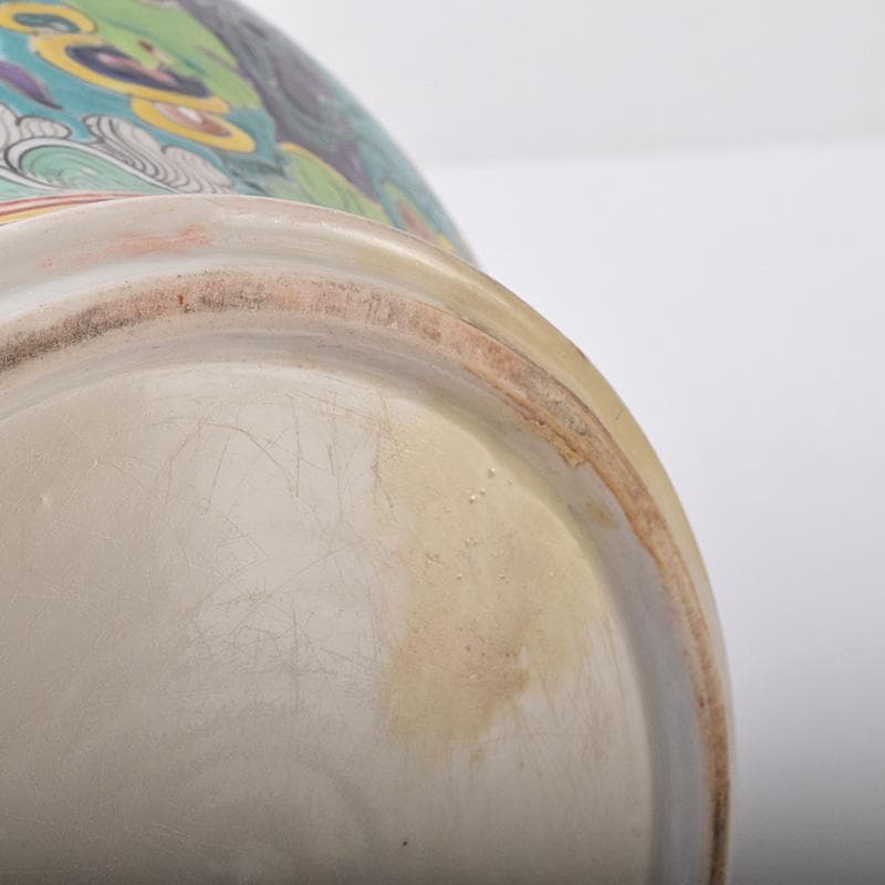 momo　中国　粉彩　人物魚藻文壺　花瓶　Ｍ　7499