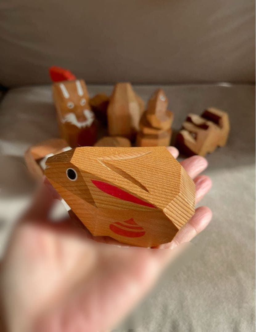 【貴重】出羽三山神社 一刀彫 干支人形 9体セット