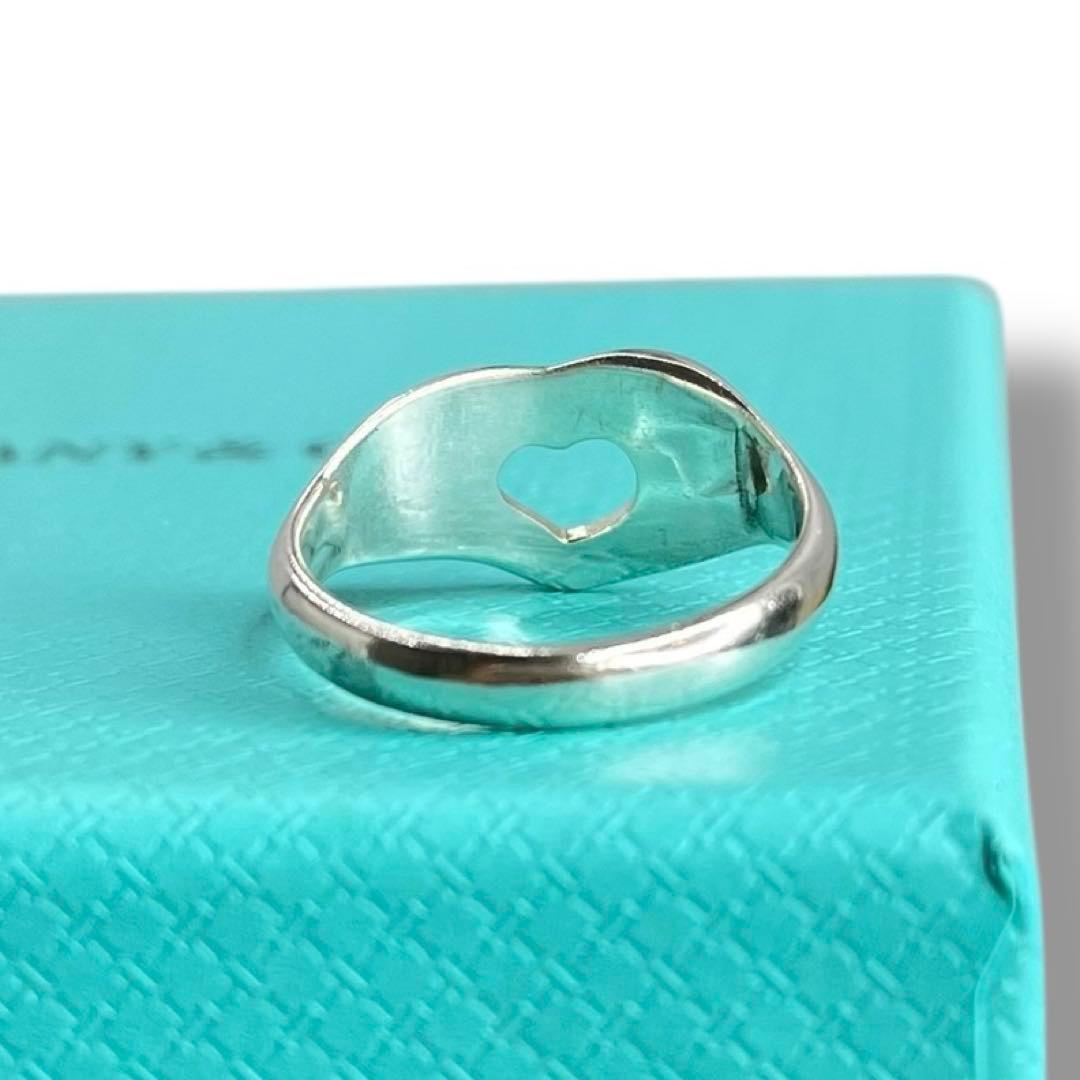 美品 Tiffany オープンハート リング シルバー925 10号 ビンテージ
