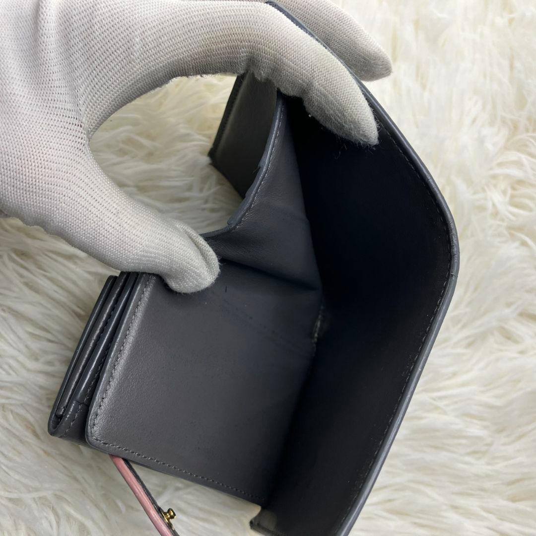 極美品✨️CELINE スモール ストラップ ウォレット 折り財布 グレー