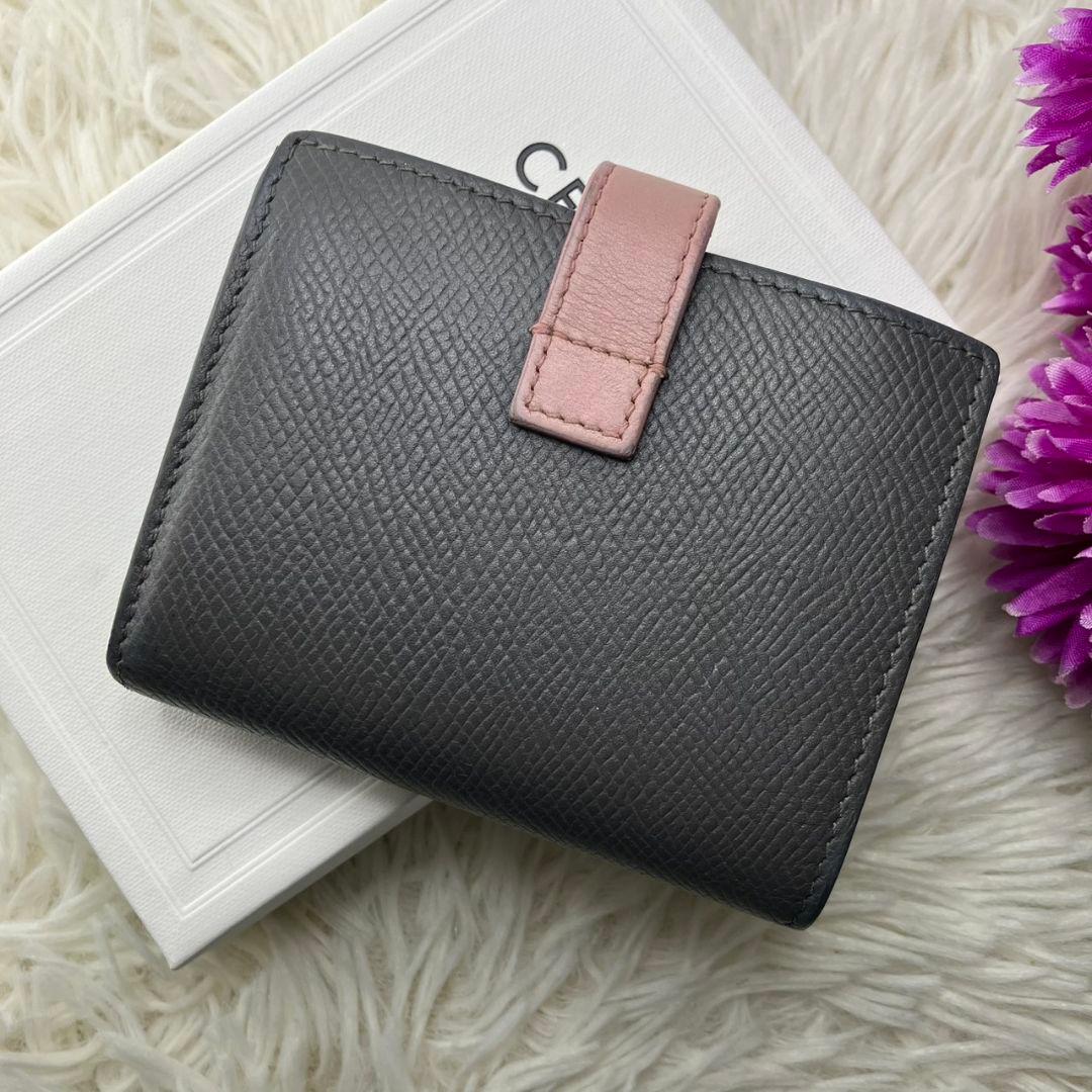 極美品✨️CELINE スモール ストラップ ウォレット 折り財布 グレー