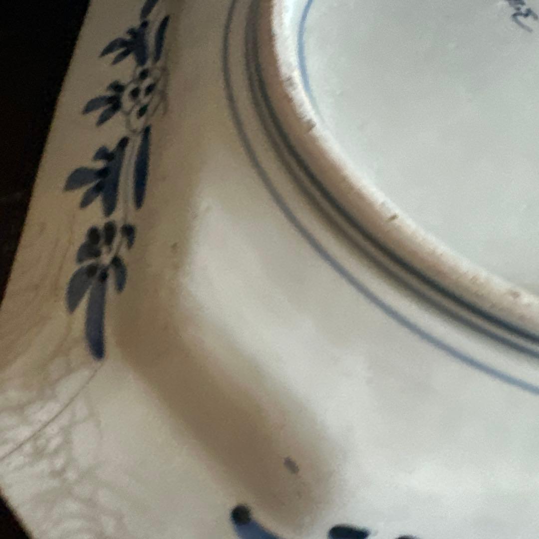 ヴィンテージ素敵すぎる青と白の八角形陶器皿