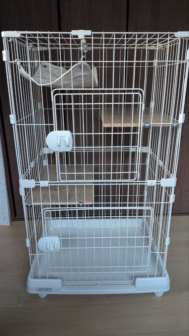 キャットケージ 2段 マットホワイト 幅69cm