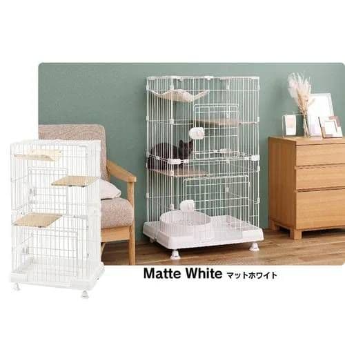 キャットケージ 2段 マットホワイト 幅69cm