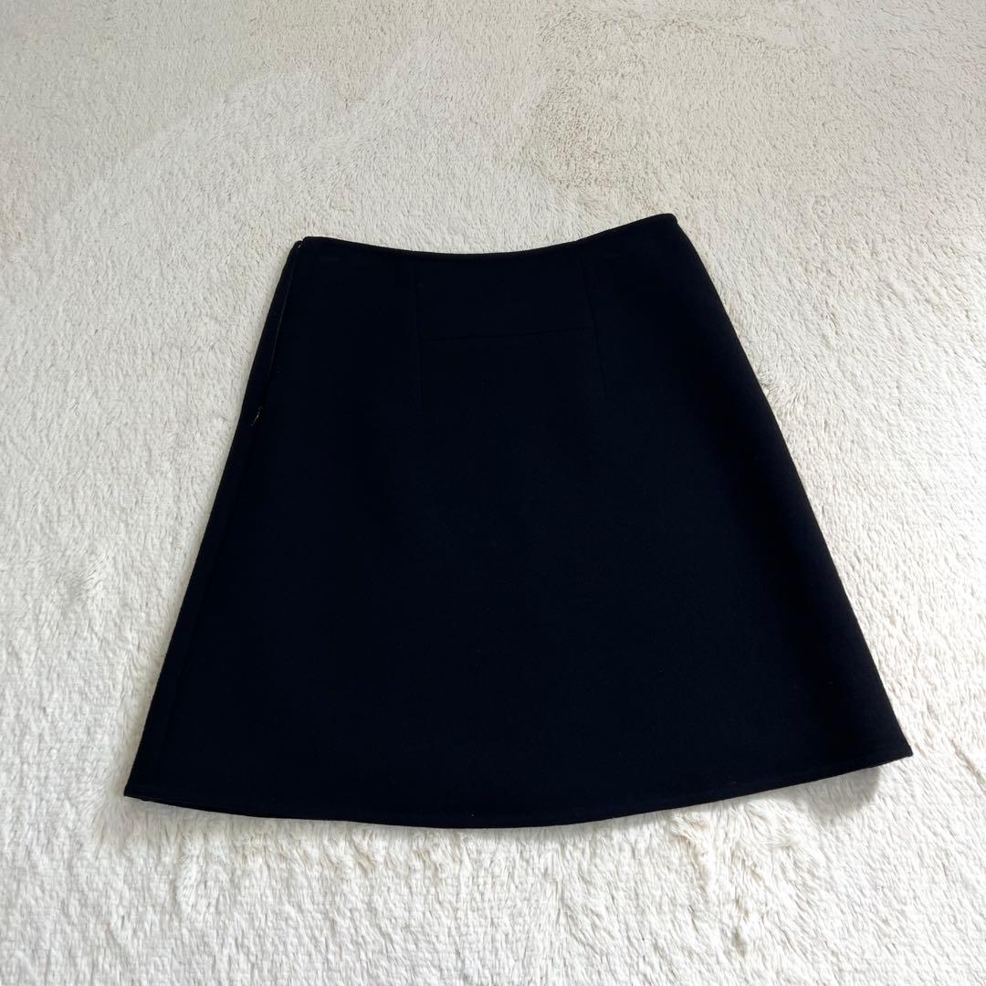 『美品』HERMES エルメス　ウールスカート　Hモチーフ ブラック　34