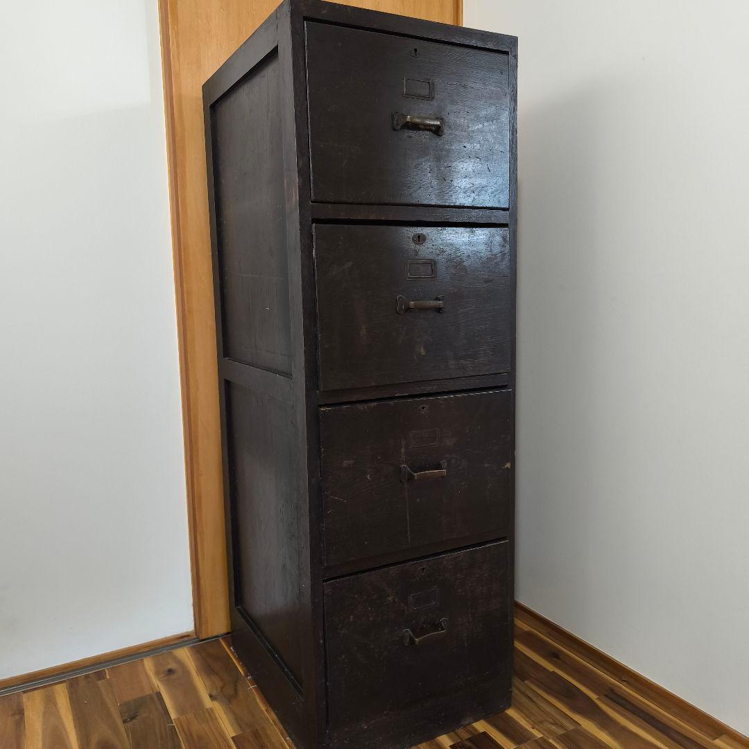 アンティーク 古家具 古道具 木製 キャビネット 4段 引き出し チェスト