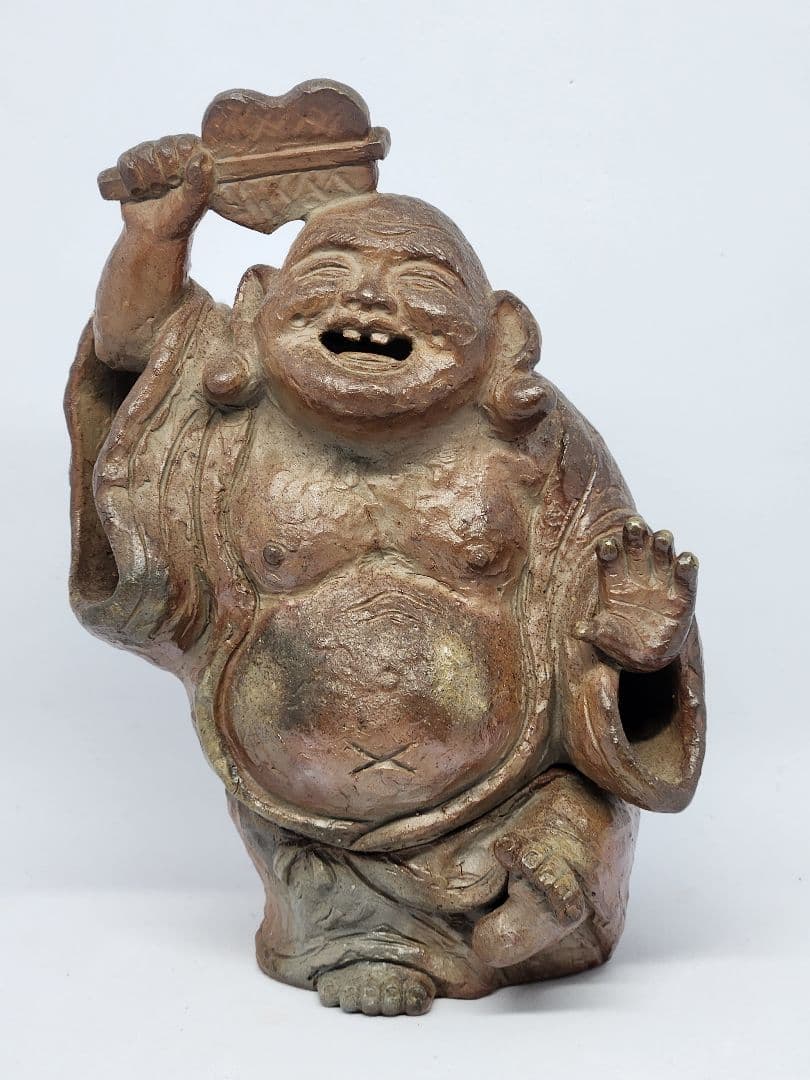 ト*コ様 備前焼 国延昇造 布袋様 香炉 ◆楽しそうに笑ってる 笑う門には福来る