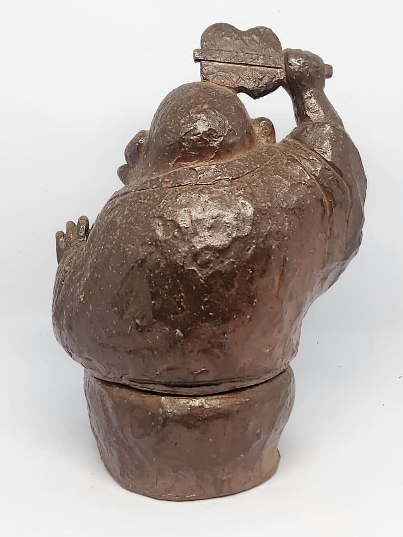 ト*コ様 備前焼 国延昇造 布袋様 香炉 ◆楽しそうに笑ってる 笑う門には福来る