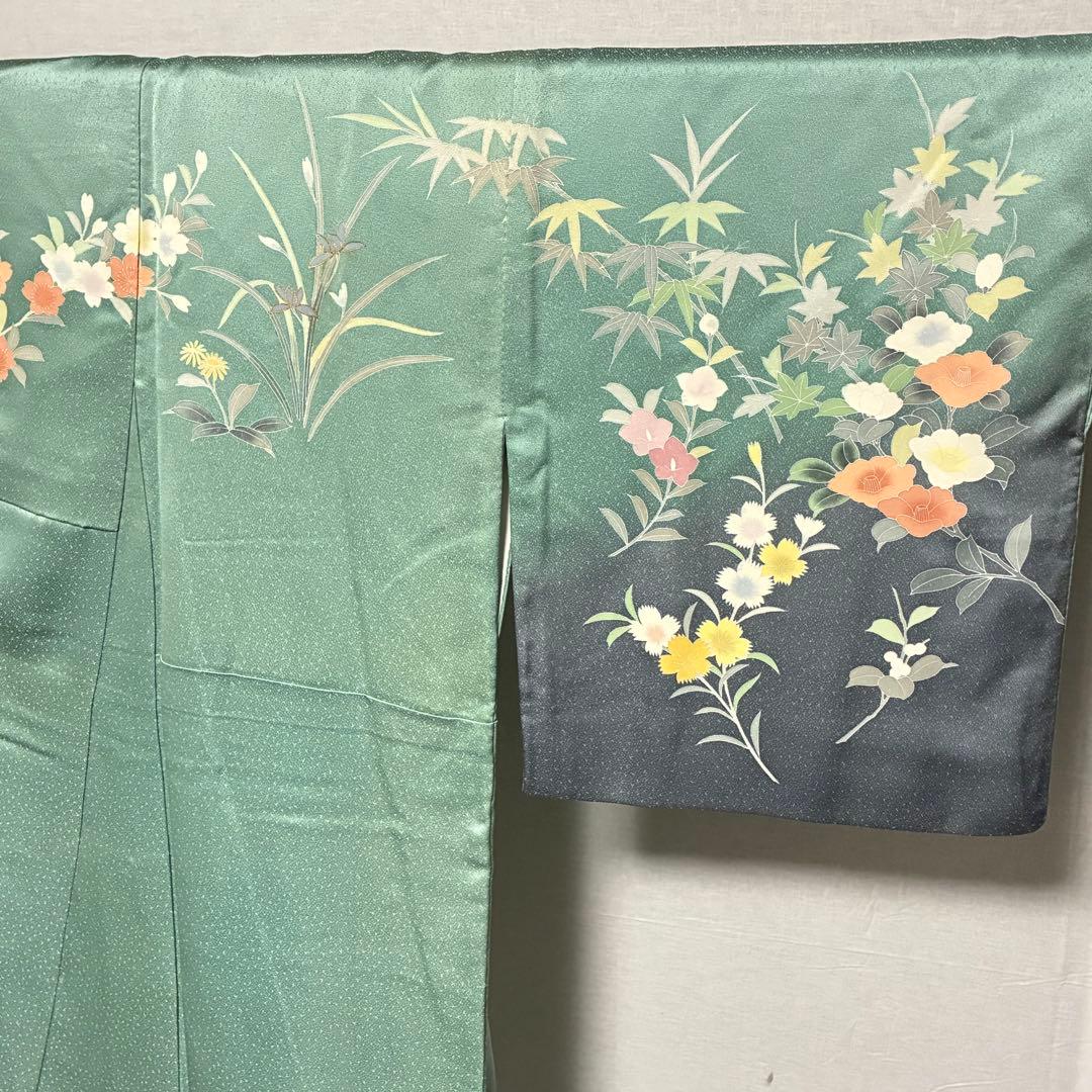 D30 訪問着 豪華花模様 一つ紋 正絹 着物 袷 極美品