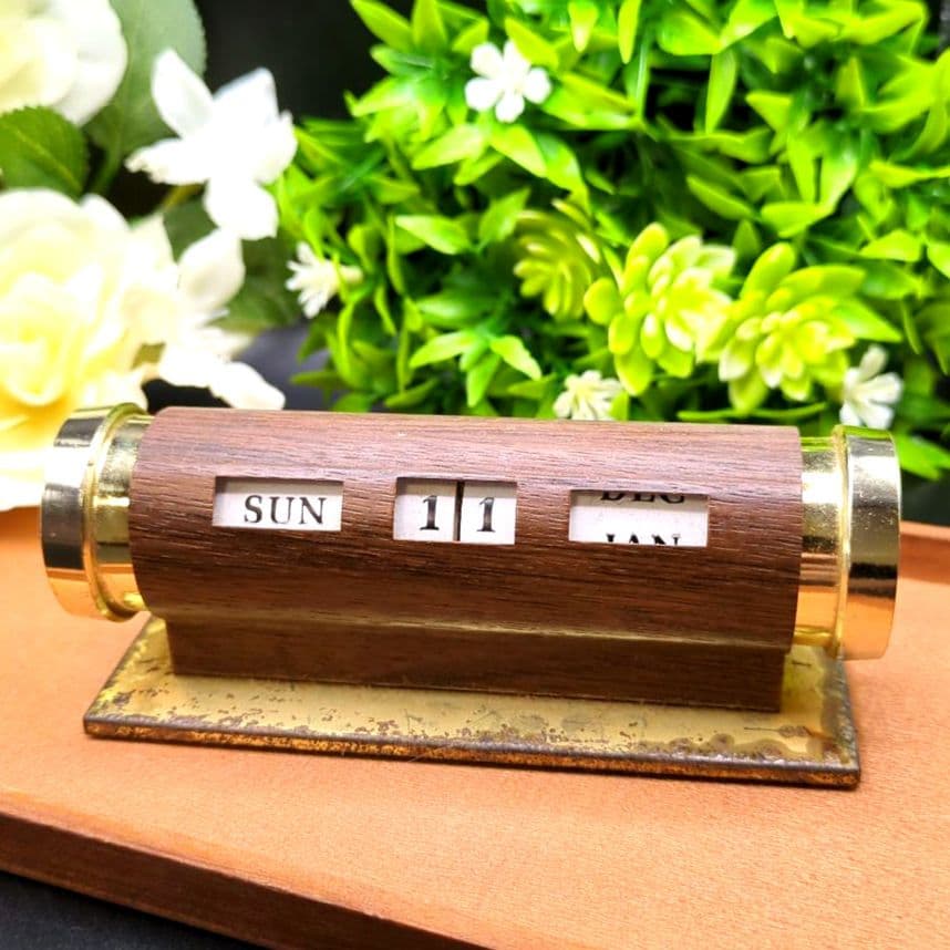 回転式 パークシャーマン デスクカレンダー 木目調 ヴィンテージ レトロ
