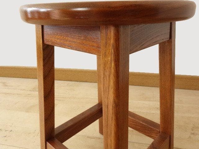 北海道手作り家具　ケヤキ（欅）材　スツールC　座面一枚板