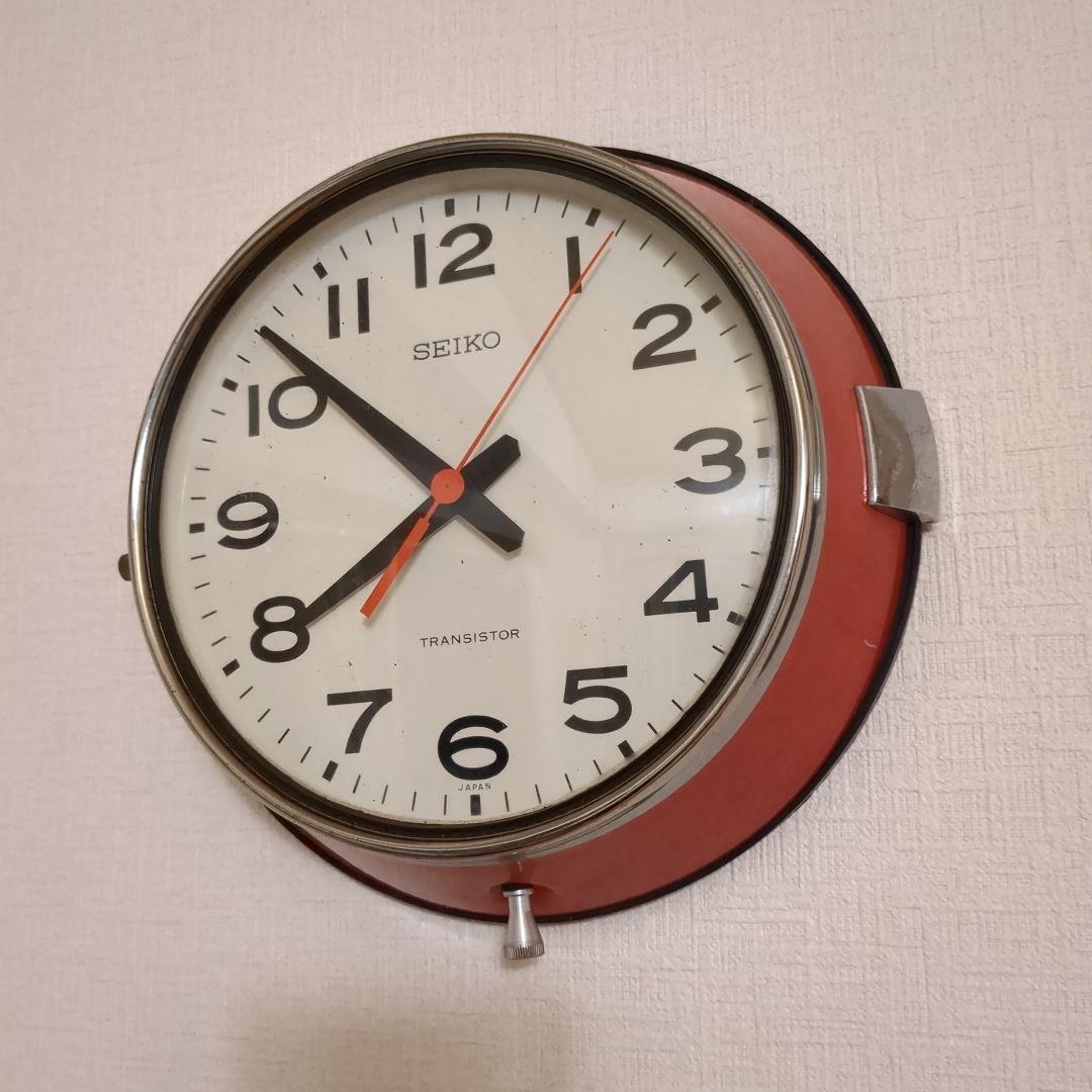 SEIKO 壁掛け時計 赤　昭和レトロ　当時物実動　ヴィンテージ
