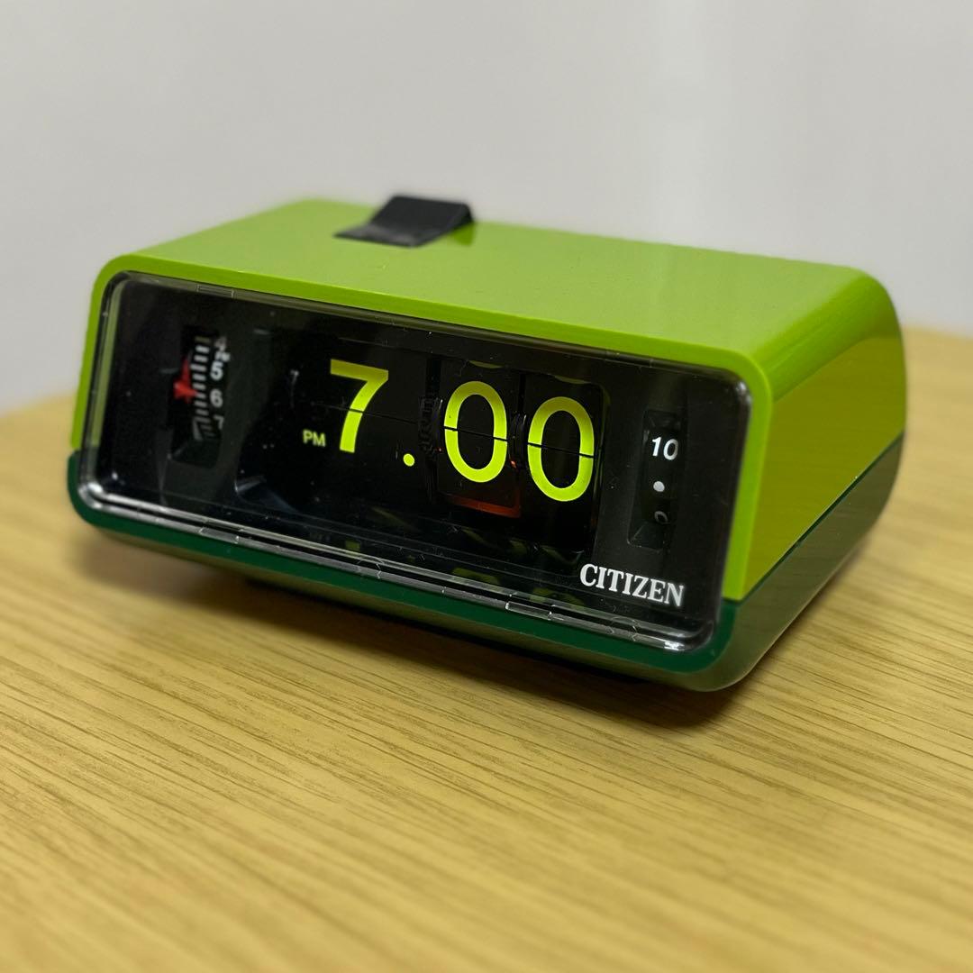 【メンテ済・動作正常】美品！CITIZEN パタパタ時計 ハイリーフ・カーチス緑