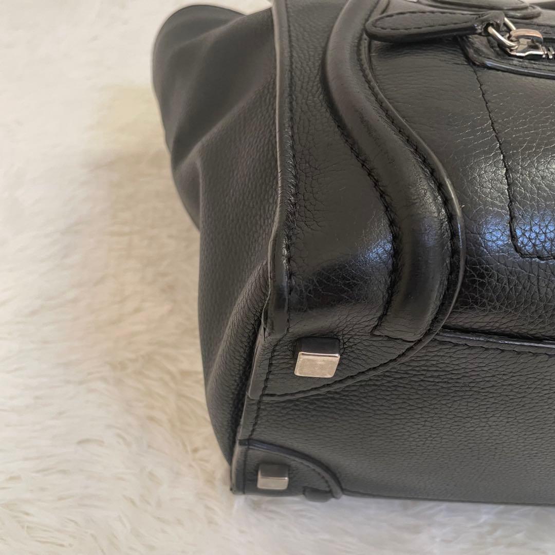 CELINE ラゲージ マイクロショッパー ハンドバッグ レザー 本革 ブラック