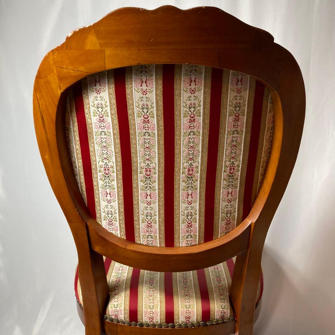 高級イタリア製❗️ダイニングチェア　ストライプ　アンティーク調　木製椅子