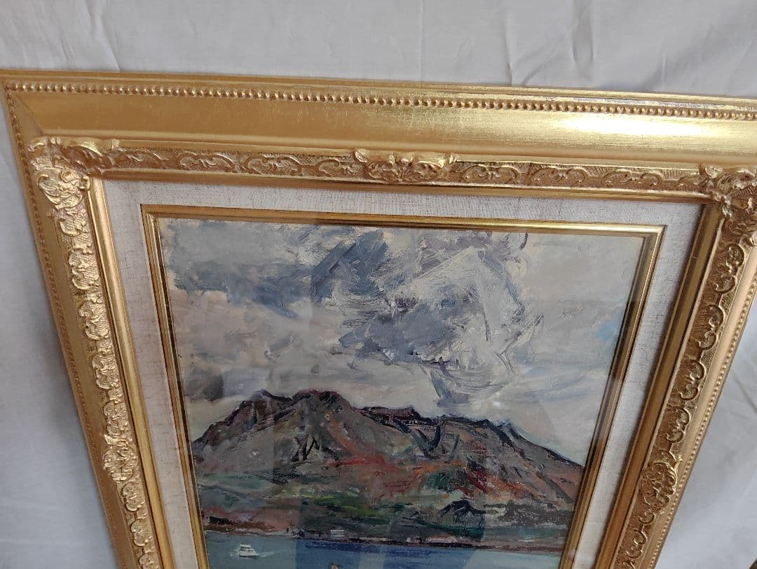 風景画 油彩画 榑松正利 「桜島」