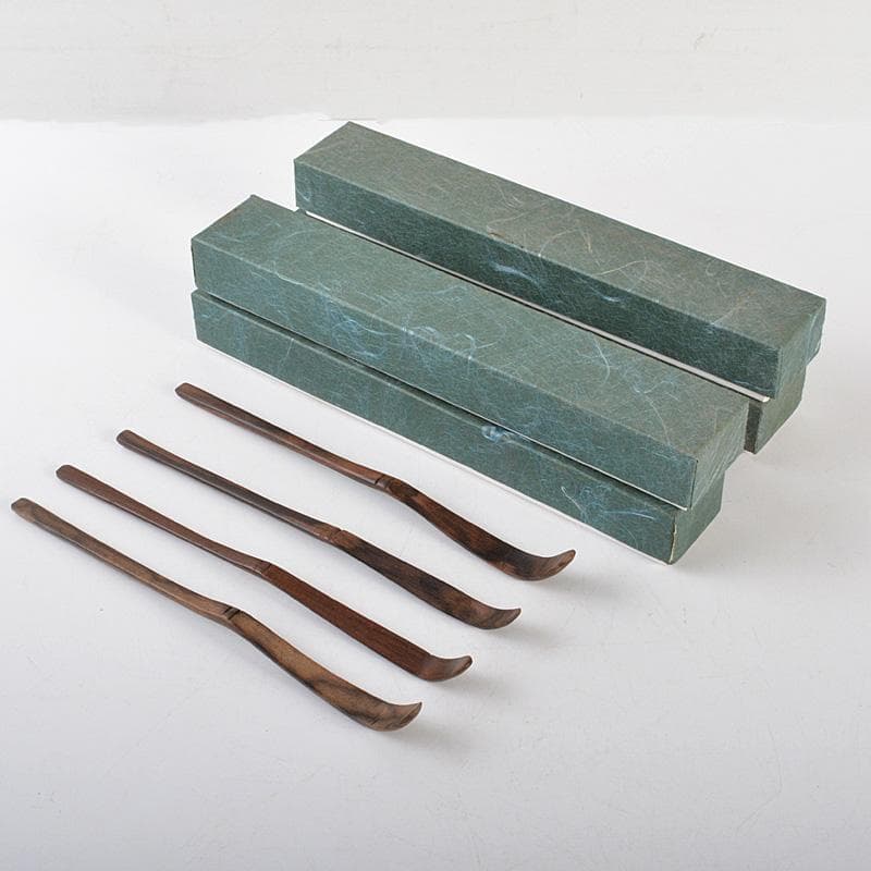 茶道具　黒柿製　茶杓　4点まとめて　箱付　N　6377