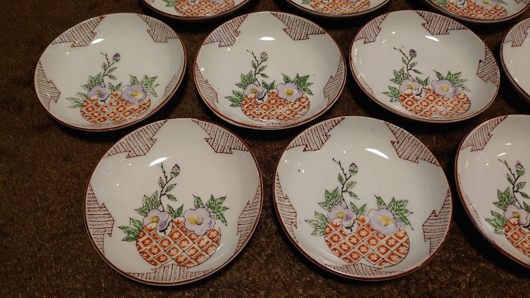 古伊万里　伊万里　色絵　 豆皿　菓子皿　ざくろの図　蔵出し　10客