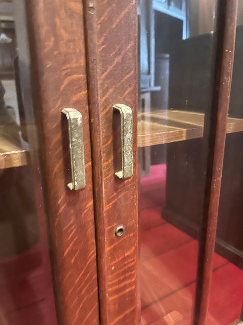 引き取り限定◼︎古いガラス扉付きキャビネットアンティークヴィンテージ店舗什器