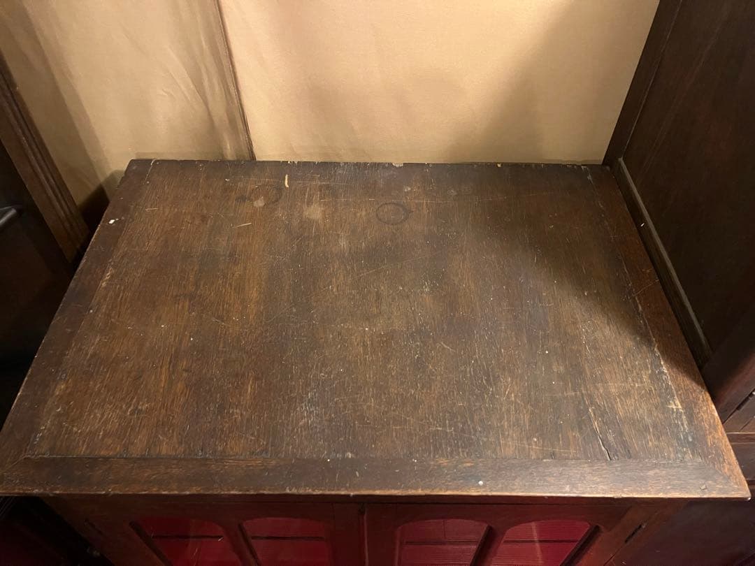 引き取り限定◼︎古いガラス扉付きキャビネットアンティークヴィンテージ店舗什器