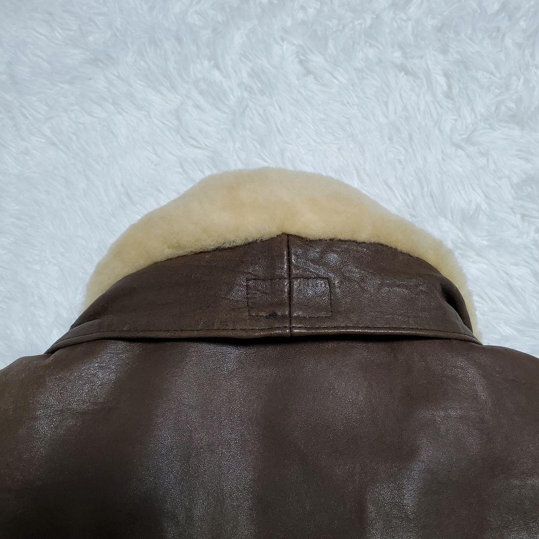 ヴィンテージ　レザージャケット　ライナー　ボア襟　ラムレザー　M　ブラウン
