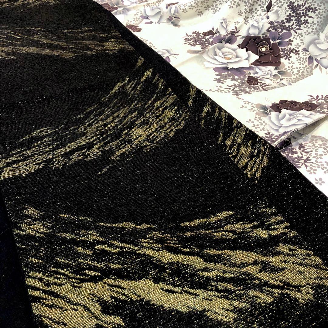 ■モノトーン系■白振袖■薔薇■正絹振袖フルセット■成人式■振袖一式